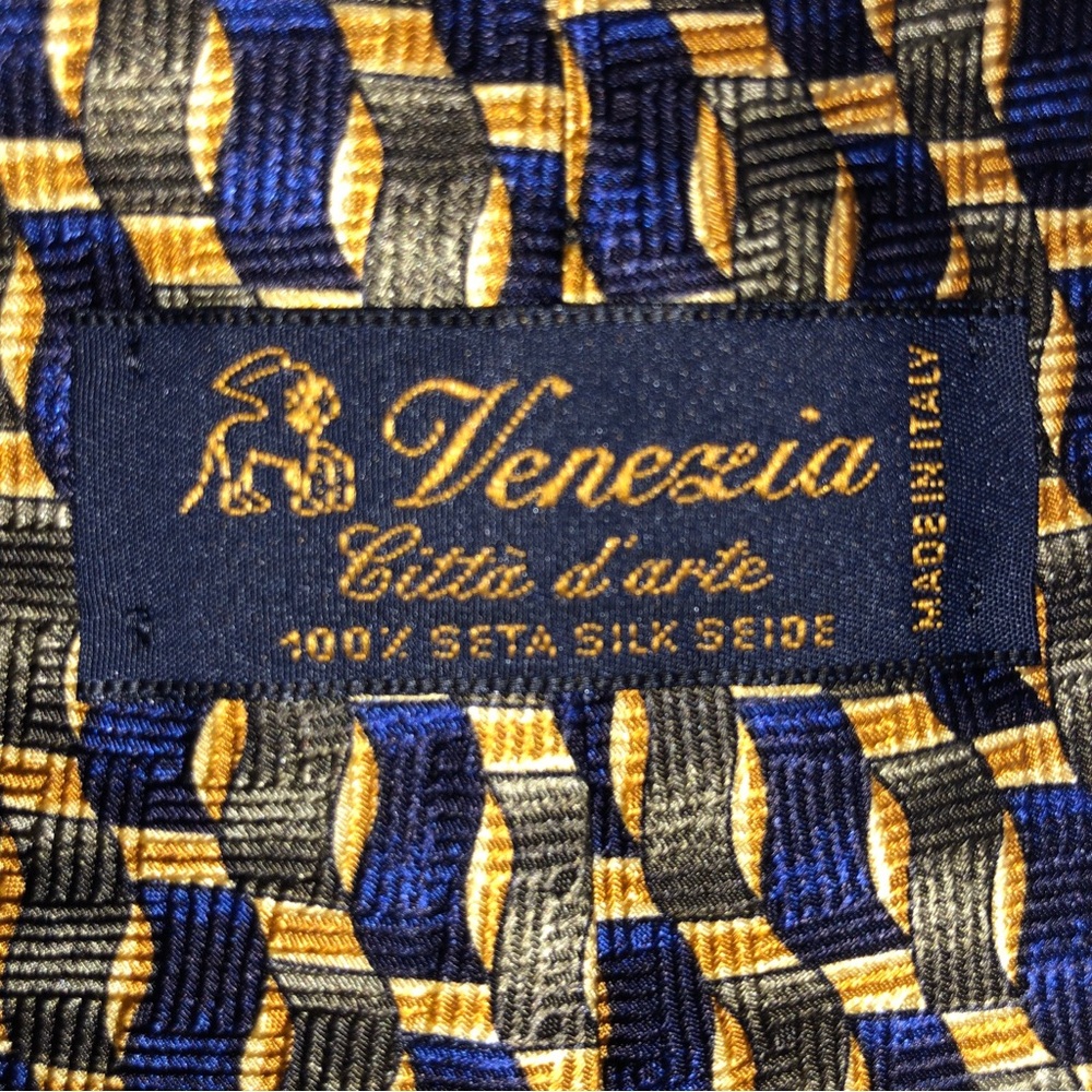 Venezia Blue, Gold & Gray Woven Silk Tie